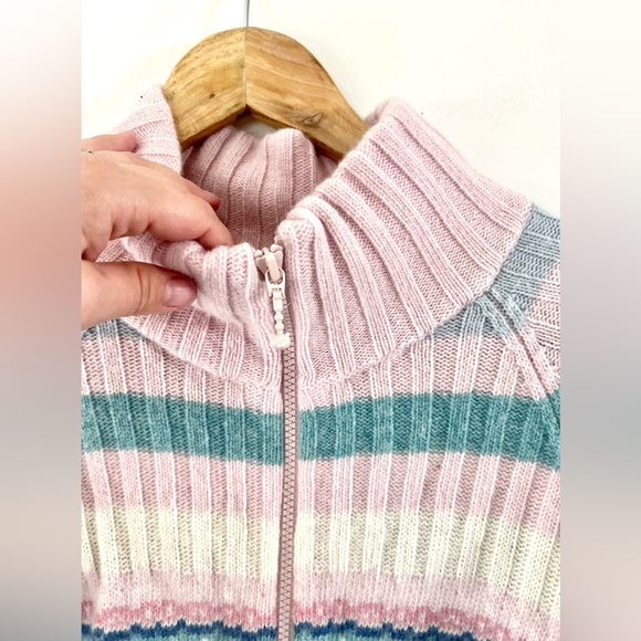 Teddy Fresh Merino Wool Blend Pink Fairisle Full Zip Knit Cardigan Sweater XL - Picture 4 of 11